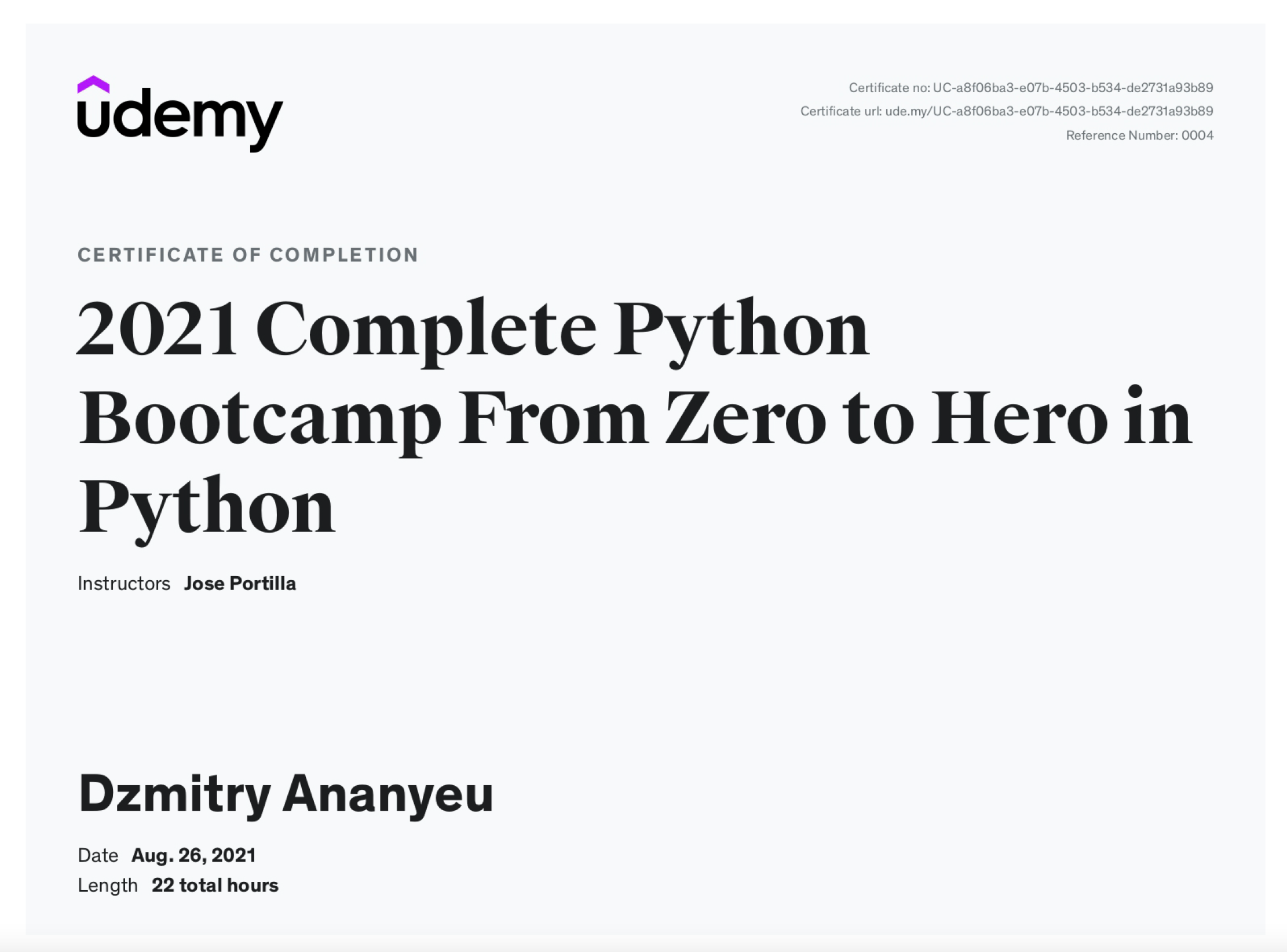 Python 1 Certificate